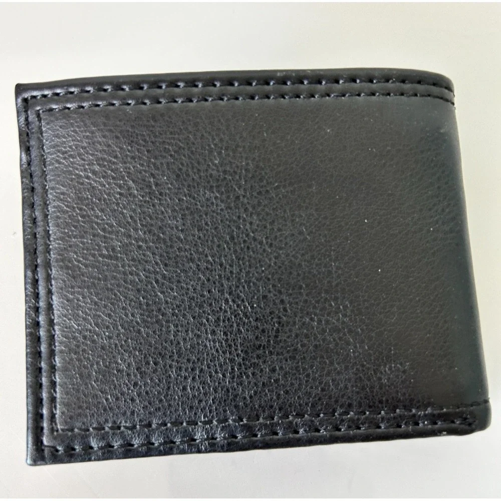 New Levi's Men's Black Leather Bifold Wallet RFID Blocking ID Window Pocket Book